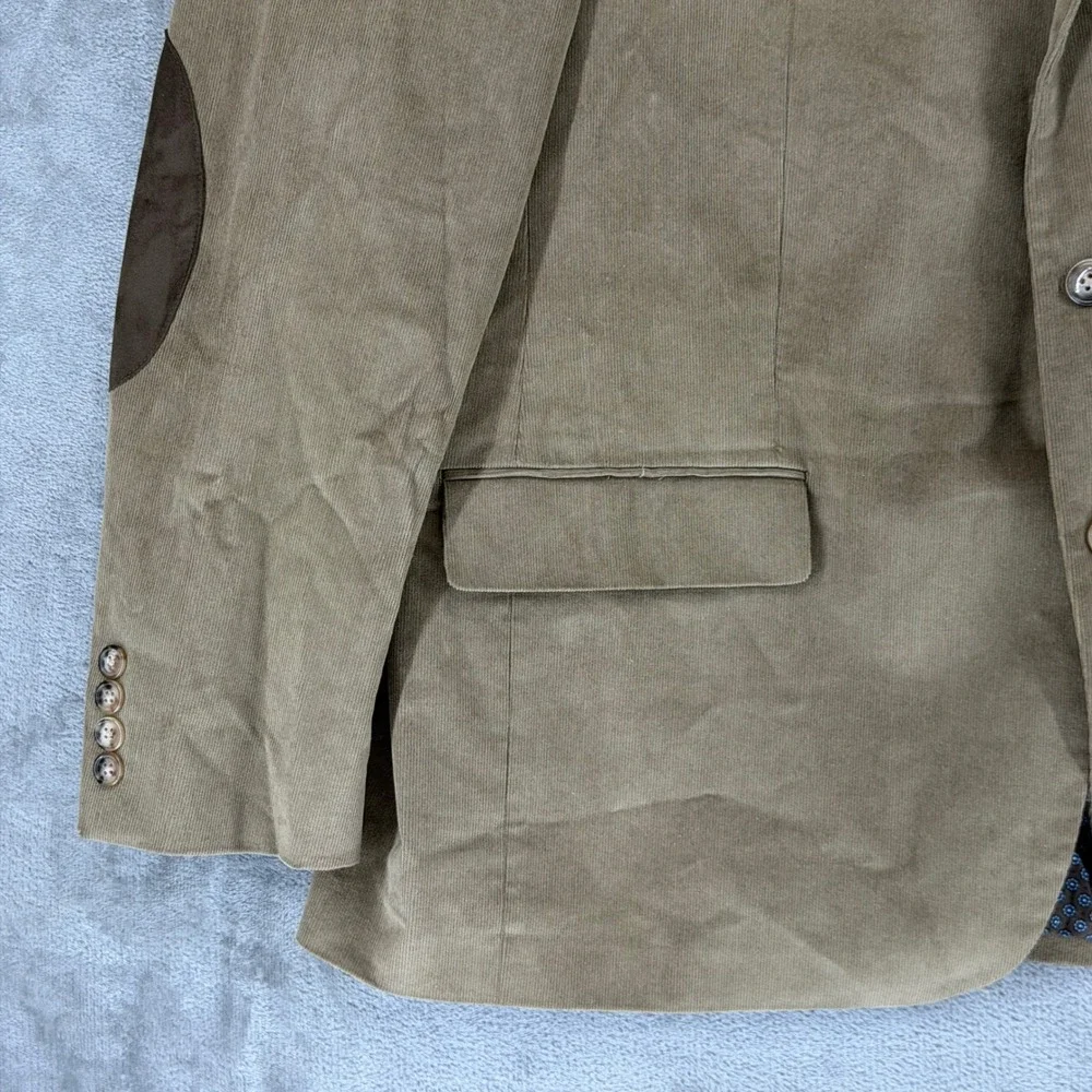 Lauren Ralph Lauren Mens 46R‎ Corduroy Sport Coat Tan Elbow Patches Blazer 46 R